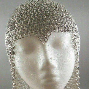 Medieval Aluminum Chainmail Coif 10mm Butted Ring Lightweight Hood LARP ...