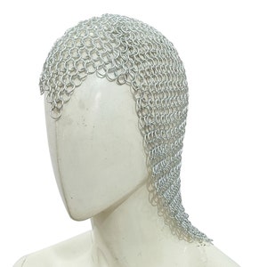 Chainmail Coif | 10mm | Butted | Aluminum | Medieval Hood Cosplay Unique Design, Ren Faire Costume, Chainmail V-Coif/Hood, Halloween Gift