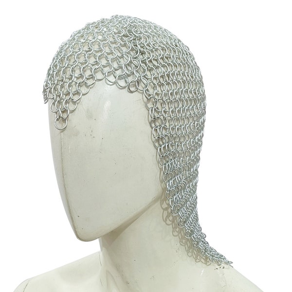 Chainmail Coif | 09mm | Butted | Aluminum | Medieval Hood Cosplay LARP Unique Design, Ren Faire Dress, Birthday Gift, Anniversary Gift