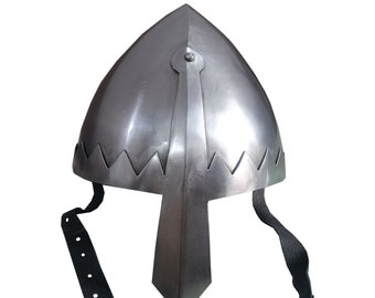 Neusridderhelm, zacht staal, middeleeuws Normandisch harnas, LARP-cosplay