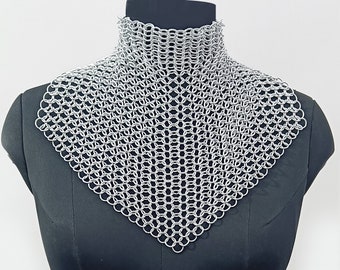 Aluminum Chainmail Collar Lightweight 10mm Ring Medieval Necklace Handmade Costume Renaissance Fair Festival Outfit
