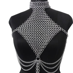 Chainmail Top Small Chain Layers Aluminum Butted Ring Halter Neck Stylish Medieval Top Festival Clothing Ren Faire, Halloween Gift