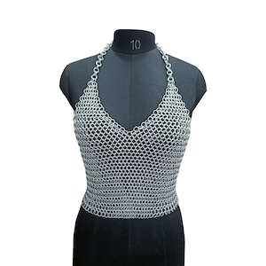 Chainmail Top Metal Aluminum Handmade Butted Ring Body Jewelry Medieval Halter Top Cosplay Costume, Ren Faire, gift for him