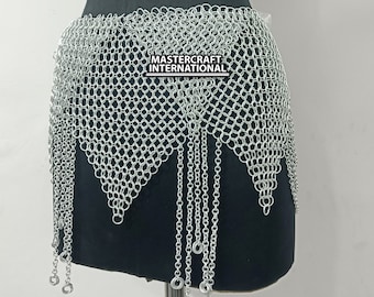 Chainmail Skirt Lightweight Aluminum Rave Outfit Handmade Medieval Ren Faire Mini Skirt/Belt, Fantasy Cosplay for Larp, Halloween Gift