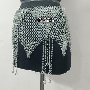 Chainmail Skirt Lightweight Aluminum Rave Outfit Handmade Medieval Ren Faire Mini Skirt/Belt, Fantasy Cosplay for Larp, Halloween Gift