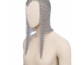 Aluminum Chainmail Coif Hood Medieval Head Cover Lightweight Armor for LARP Cosplay  Renaissance Faire
