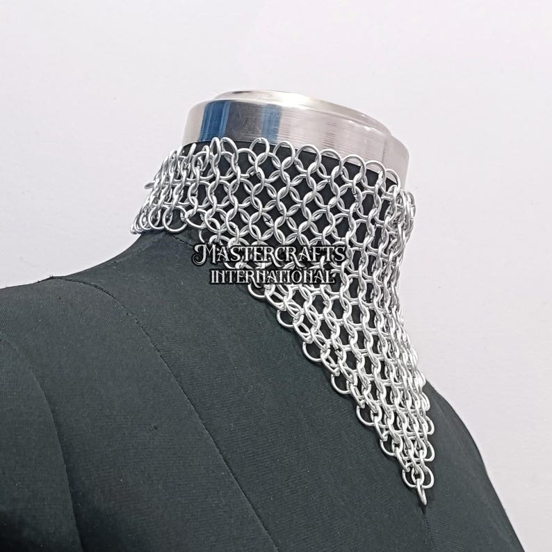 Aluminum Chainmail Necklace Medieval Choker Renaissance Faire Jewelry LARP Cosplay Accessory Festival Outfit Halloween Costume Gift image 2