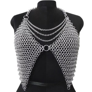 Handmade Chainmail Bra Top Lightweight Aluminum Butted Ring Medieval Fantasy Cosplay Costume, Ren Faire & Festival Outfit, Halloween Gift
