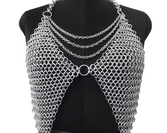 Medieval Aluminum Chainmail Top Lightweight 10mm Butted Ring Handmade Fantasy Costume Renaissance Fair Festival Outfit, Halloween Gift