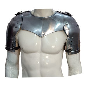 Medieval Gorget and Pauldrons Set 18 Gauge Mild Steel Shoulder Armor for LARP, Cosplay, Renaissance, Adult Wearable, Christmas Gifts