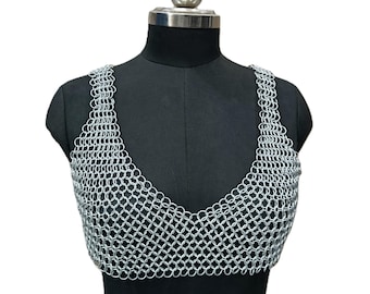 Middeleeuwse maliënkolder handgemaakte aluminium 10 mm butted ring voor vrouwen fantasie outfit renaissance fair kostuum, LARP festival cadeau
