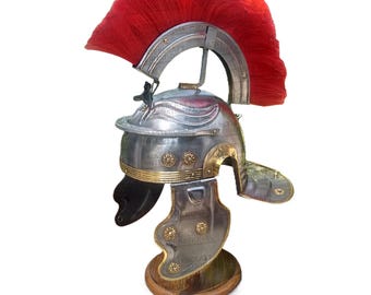 Romeinse Centurion-helm met rode pluim Zacht staalpantser Middeleeuwse ridder voor volwassenen Cosplay voor LARP-festivaloutfit, kerstcadeau