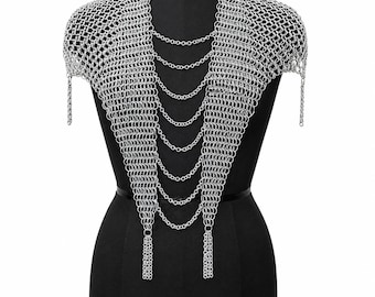 Chainmail Shoulder Armor 10mm Medieval Capelet Shawl Lightweight Aluminum Costume Fantasy Festival Outfit