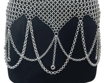 Aluminum Chainmail Belt for Women Lightweight Festival Outfit Medieval Armor Mini Skirt Renaissance Faire Cosplay Costume