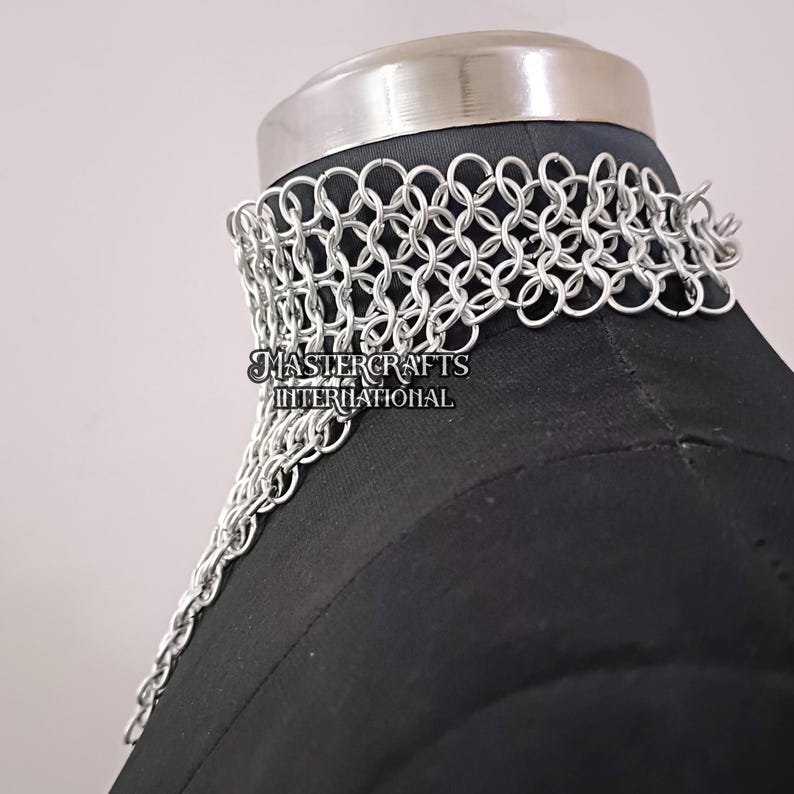 Aluminum Chainmail Necklace Medieval Choker Renaissance Faire Jewelry LARP Cosplay Accessory Festival Outfit Halloween Costume Gift image 3