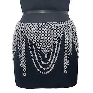 Chainmail Skirt Lightweight Aluminum Unique Design Waist Belt Medieval Ren Faire Dress, Rave Outfit, Halloween Gift