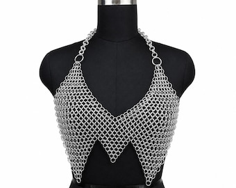 Middeleeuwse maliënkolder lichtgewicht 10 mm ring aluminium sieraden handgemaakt fantasiekostuum voor dames, festivaloutfit