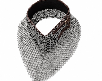 Medieval Mild Steel Chainmail Collar Handmade Chainmail Gorget LARP Armor Viking Neck Protection Renaissance Faire Cosplay Costume