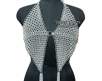 Aluminum Chainmail Top for Women Medieval Halter Bra Lightweight Handmade Armor Fantasy LARP Costume Halloween Festival Outfit