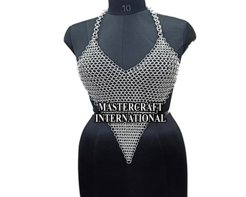 Handmade Butted Chainmail Top Bra Women Girls Aluminum Medieval Halter ...
