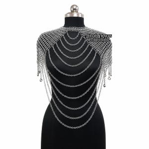 Chainmail Collar Shoulder Armor Aluminum Body Jewelry Gothic LARP Costume Fantasy Festival Outfit