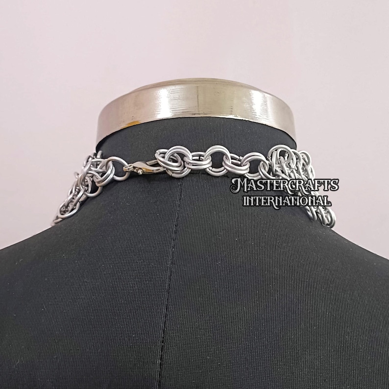 Aluminum Chainmail Necklace Medieval Choker Renaissance Faire Jewelry LARP Cosplay Accessory Festival Outfit Halloween Costume Gift image 9