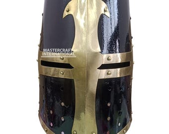 Middeleeuwse Tempeliershelm Mild Steel Crusader Helmet Armor Handgemaakt voor LARP, SCA, Cosplay, Renaissance Fair Wearable voor volwassenen