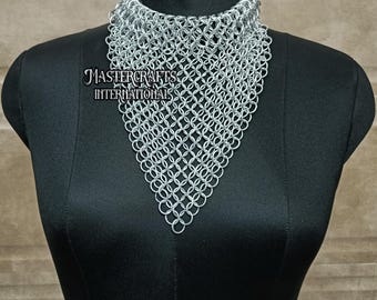Aluminum Chainmail Choker Medieval Necklace Handmade Butted Ring Jewelry Lightweight Gothic Cosplay Renaissance Faire Festival Costume