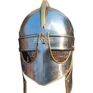 Medieval Knight Viking Helmet with Chainmail 18G Mild Steel Armor For LARP SCA Cosplay Handmade Costume for Halloween & Home Décor