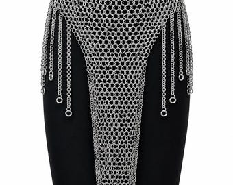 Chainmail Skirt and Coif Hood 10mm Aluminium Butted Ring Lightweight Medieval Festival Outfit Costume