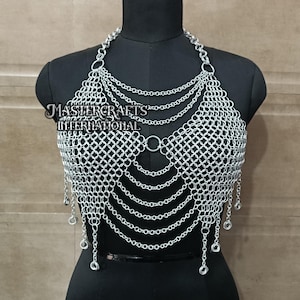 Medieval Chainmail Top for Women Aluminum Butted O-Ring Halter Top Handmade Festival Outfit Lightweight LARP Costume Fantasy Cosplay Wear