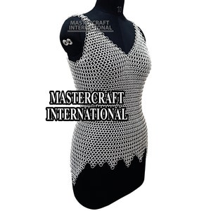 Chainmail Top Body Jewelry Zig Zag Unique Design Aluminum Butted Ring Stylish Medieval Top Rave Outfit, Ren Faire, Halloween Gift