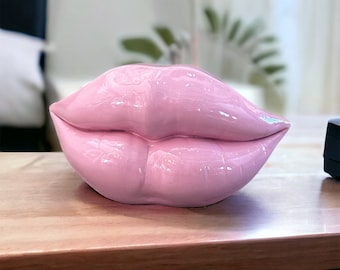 6.5" Pink Moulded Pout Lips Home Decoration Ornament Shelf Display Sculpture