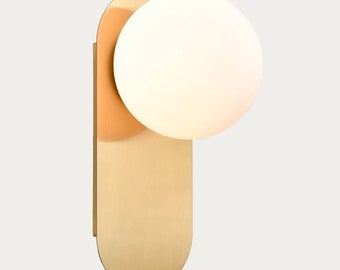 Morandi Modern Globe Wall Light Sconce with Opal Glass Shade