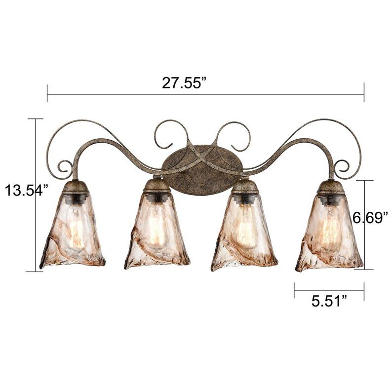 Pescatori Art Deco Bathroom Vanity Light W/ Amber Glass Shade Etsy