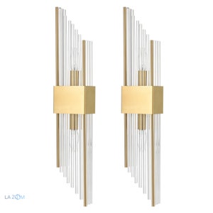 Stromboli  Modern Set of 2 Metal Wall Sconce with Clear Glass Rods