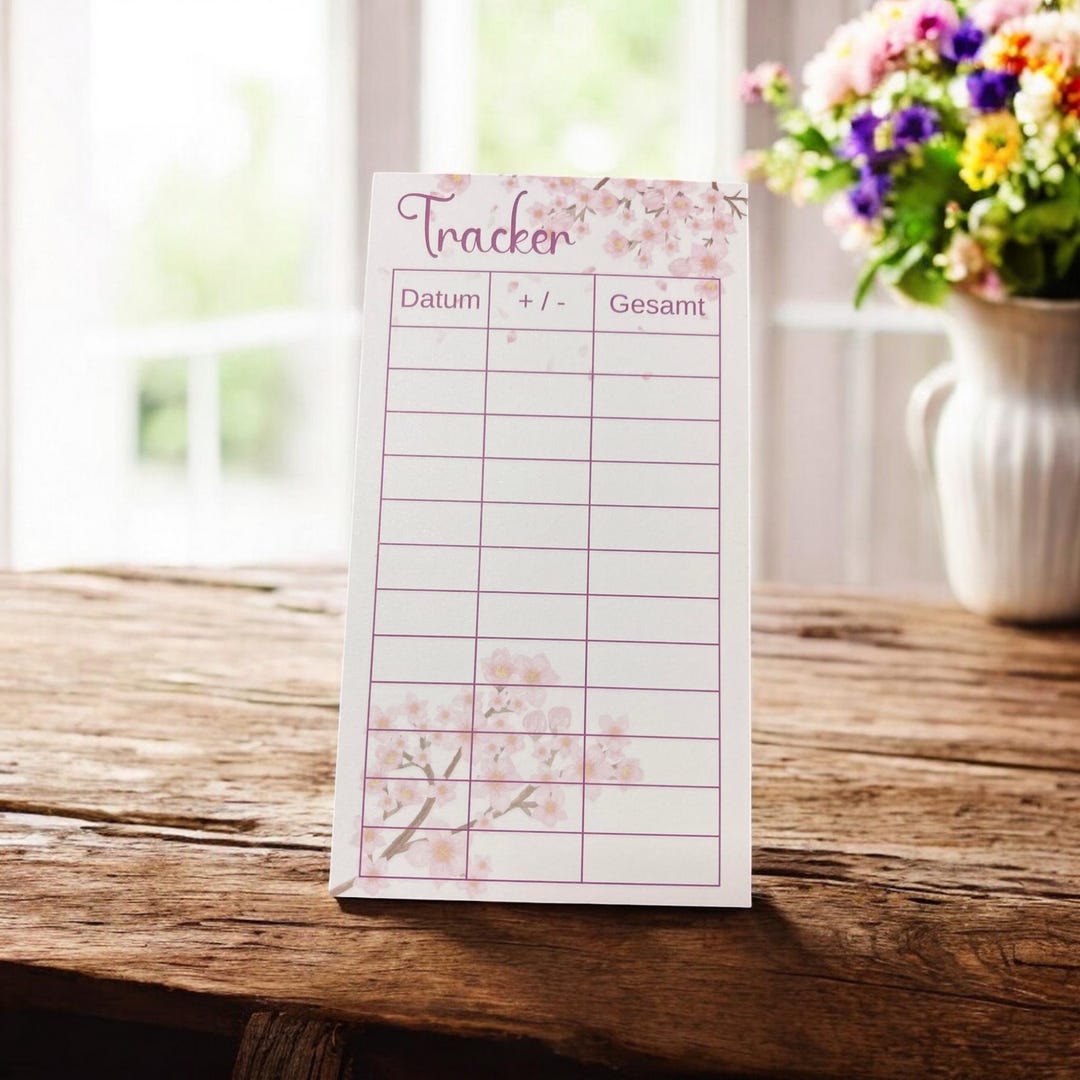 A6 Trackerblock Kirschblüten – Dein zauberhafter Sparbegleiter - Etsy.de