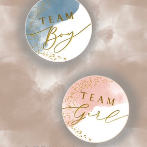 Gender Reveal Stickers - Team Boy, Team Girl - Gold