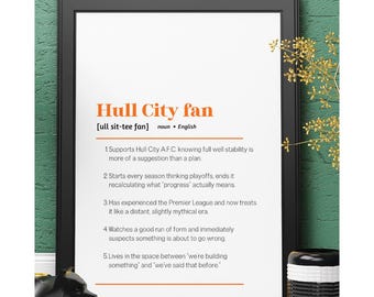 Hull Football Rugby Fan Druck, Hull Sports, lustiges Fußball Poster