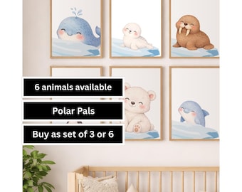 Arktische Tiere fürs Kinderzimmer, Aquarell Polarfreunde
