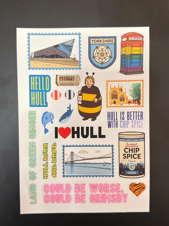 Hull Chip Spice Sticker collection | Yorkshire Bee, Phone Box, Landmarks