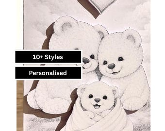 Neue Baby Karte, Teddybär Glückwünsche, 3D Schaumstoff geschichtet, A5 Größe
