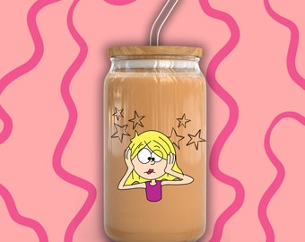 Dizzy Lizzie McG Cartoon Character Beer Can Glass