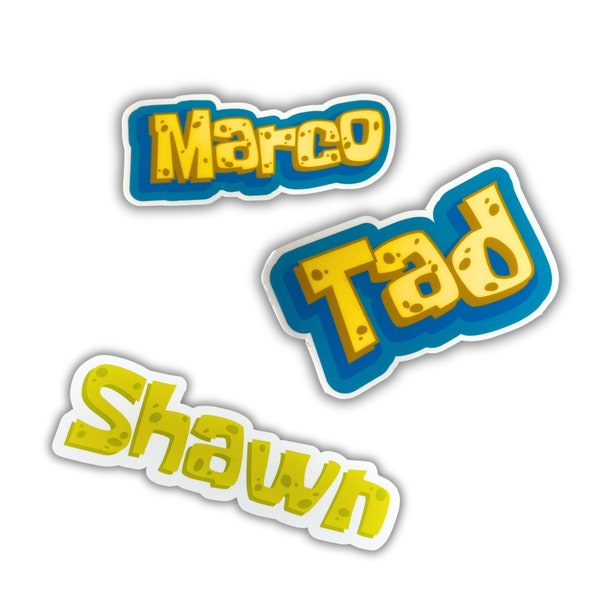 Custom Spongebob Vinyl Name Sticker | Water Resistant Sticker