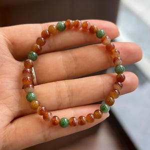 Multi Color Jade Bead Bracelet, Green & Red Brown, Natural Grade A Jade, Gemstones Jewelry, Beads Bracelet, High Quality