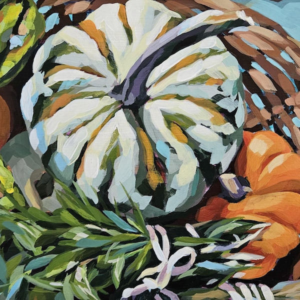 Impresión artística de otoño, pintura de calabaza, arte mural de calabazas, arte original, impresión giclée, decoración del hogar de la temporada de otoño, vibraciones de otoño, obra de arte otoñal