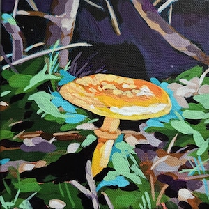 Mushroom art print, original painting, mushroom wall art, giclee print, forest decor, cottagecore, affordable art, colorful modern artwork