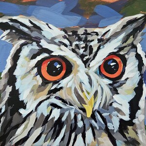 Owl art print, owl painting, original art, giclee print, great horned owl, woodland wildlife wall art, forest animal art work, owl gifts