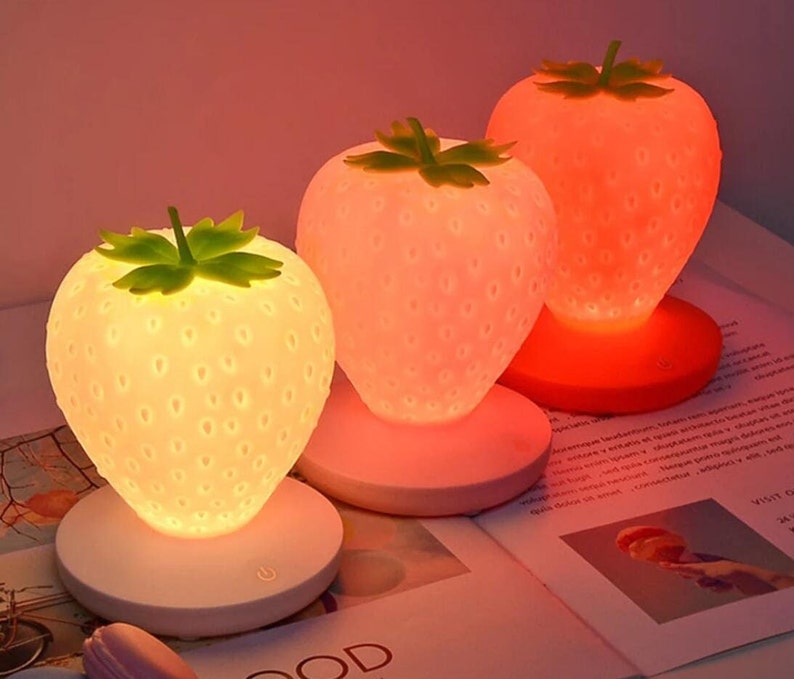 Cute Silicone Strawberry Lamp Strawberry Night Light LED Etsy