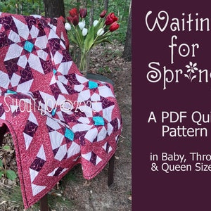 Waiting for Spring Quilt Pattern PDF Download in Throw, Twin and Queen sizes